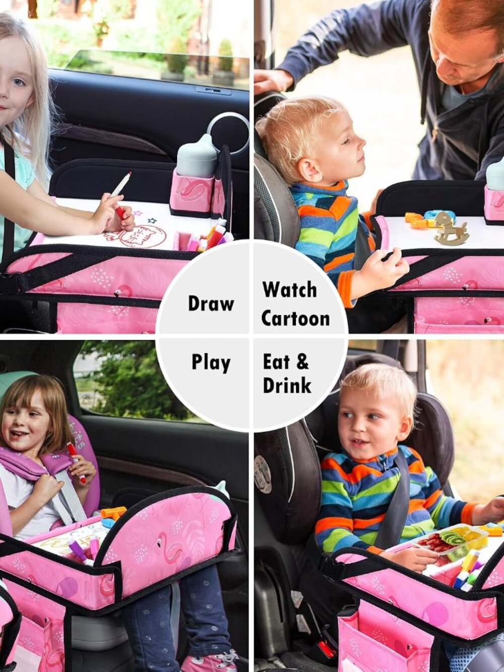 Kids Travel Tray, Car Seat Tray for kids Travel, Toddler Road Trip Essentials Wi - Picture 9 of 9
